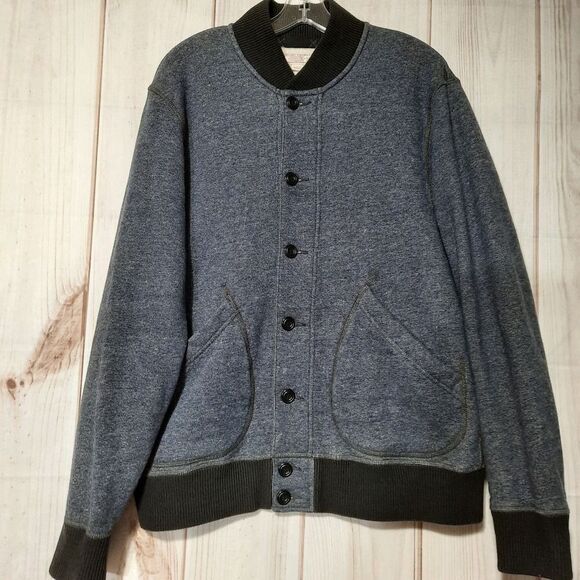 Wallace & Barnes Men's Gray Jacket Front Snaps Ribbed Knit Banding Size M - Picture 1 of 6